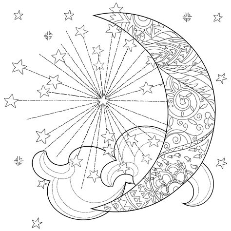 Moon And Stars Coloring Page Moon And Stars Printable Templates - Moon And Stars Printable Templates