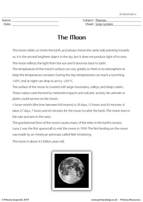 Moon Facts Worksheet Teaching Resources Teachers Pay Teachers 1st Grade Moon Facts Worksheet - 1st Grade Moon Facts Worksheet