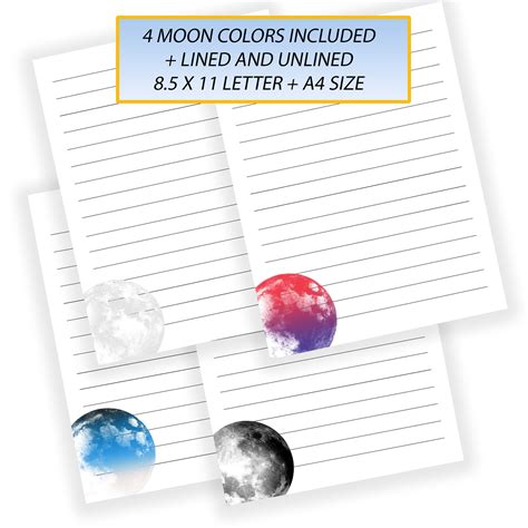 Moon Letter Writing Stationery Etsy Moon Writing Paper - Moon Writing Paper