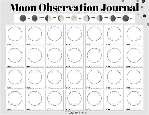 Moon Observation Journal Log The Phases Of The 8 Phases Of The Moon Printable - 8 Phases Of The Moon Printable