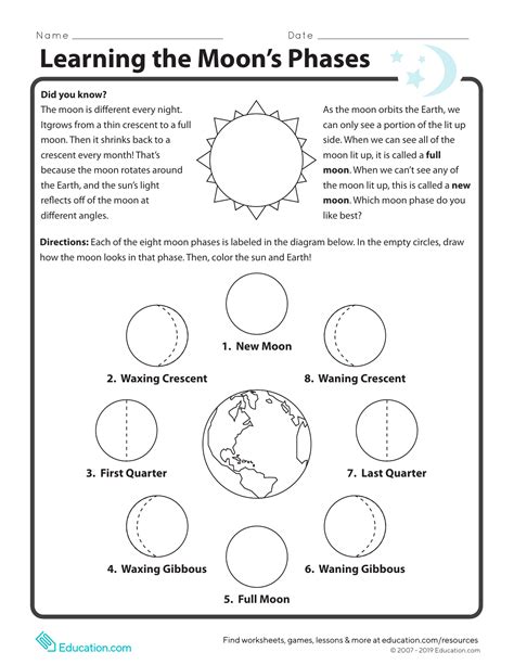Moon Worksheets Teachervision Moon Worksheet  1st Grade - Moon Worksheet, 1st Grade