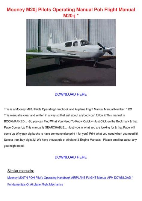 Download Mooney M20J Pilots Operating Manual Poh Flight Manual M20 J 