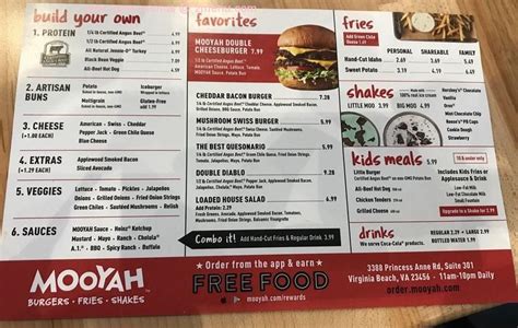 Mooyah Restaurant Menu