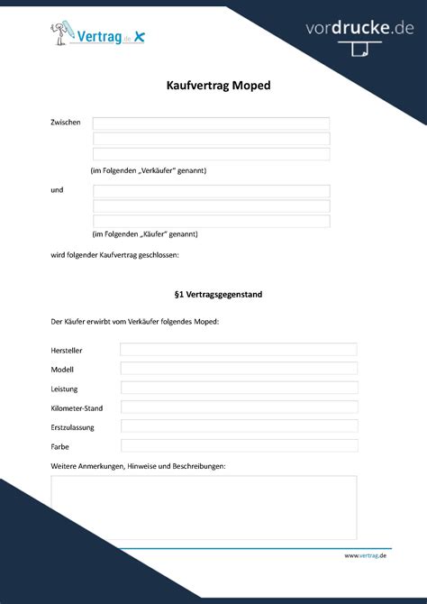 moped kaufvertrag muster
