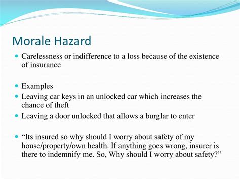 Morale Hazard