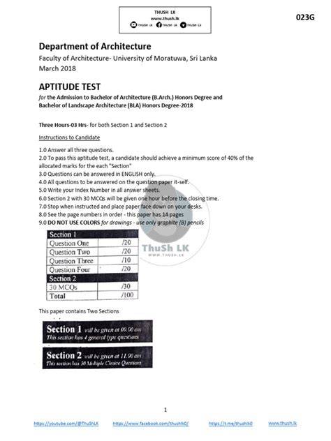 moratuwa aptitude test architecture