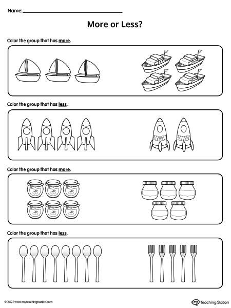 More Or Less Objects Worksheets K5 Learning Kindergarten More Or Less Worksheet - Kindergarten More Or Less Worksheet