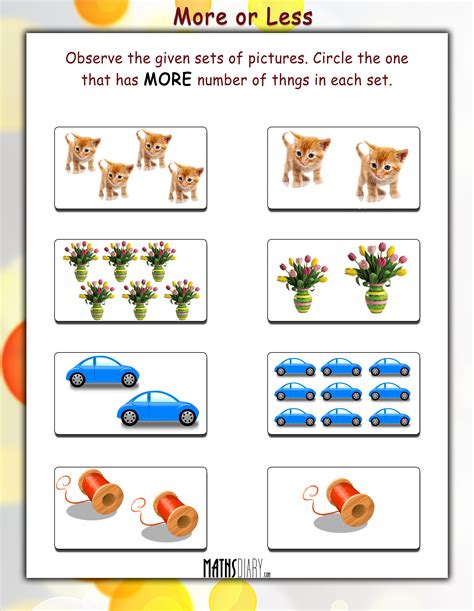 More Or Less Pictures   More Or Less Worksheet With Pictures Free Kindergarten - More Or Less Pictures