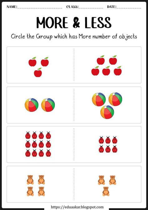 More Or Less Worksheets For Kindergarten With Pictures Less Than Worksheets For Kindergarten - Less Than Worksheets For Kindergarten