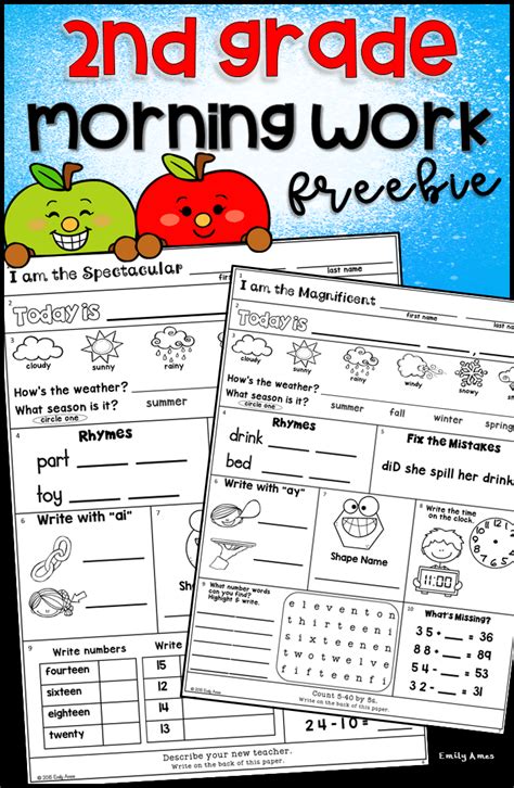 Morning Work Freebie For 2nd Grade By Shelly 2nd Grade Morning Work - 2nd Grade Morning Work