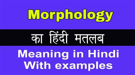 Morphology In Hindi