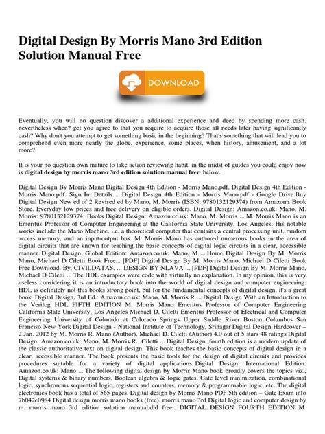 Full Download Morris Mano 3Rd Edition Solution Manual 