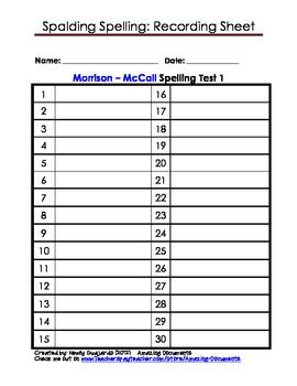 Morrison Mccall Spelling List Spalding