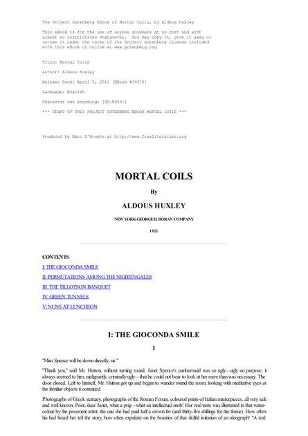 Read Online Mortal Coils File Type Pdf 