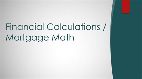 mortgage math foundations personal finance answers