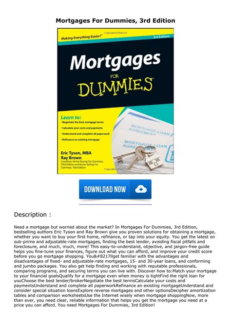 Read Online Mortgages For Dummies 3Rd Edition 