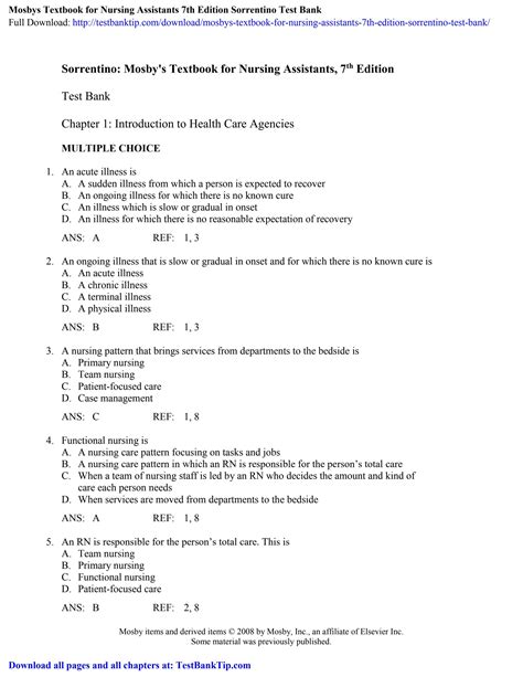 Read Online Mosby 4Th Edition Nursing Assistant Workbook Answers 