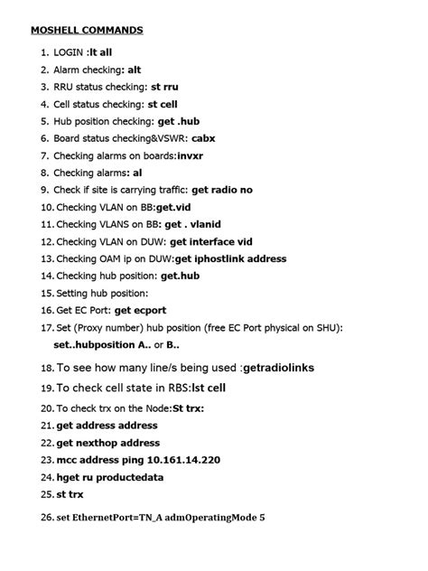 Moshell Commands Pdf