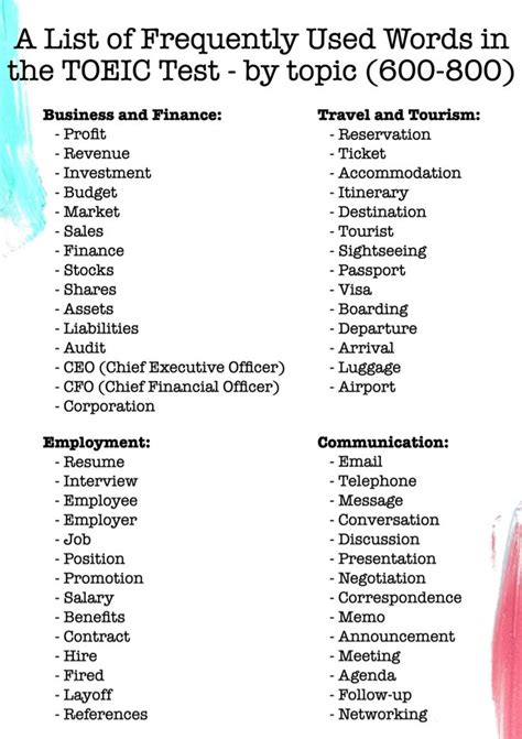 most common toeic vocabulary
