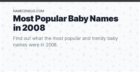 most popular baby name 2008 - Alex Becker Marketing