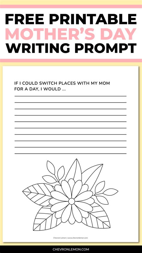 Mother S Day Writing Prompt   Printable Mother X27 S Day Writing Prompt Chevron - Mother's Day Writing Prompt