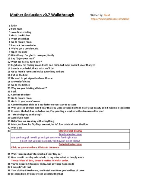 Mother Seduction Walkthrough