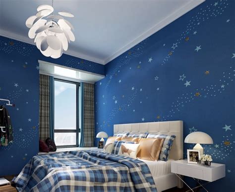 Motif Remaja Wallpaper Dinding Kamar Warna Biru Wallpaper Biru - Wallpaper Biru