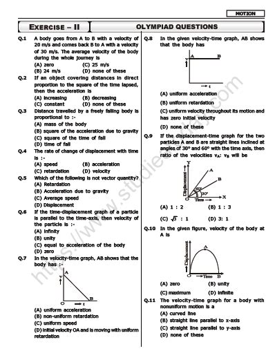 Motion Class 9 Mcq Online Test