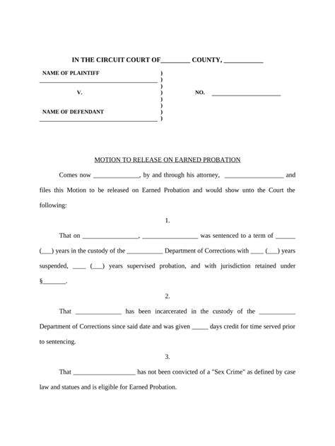 Motion For Early Termination Of Probation