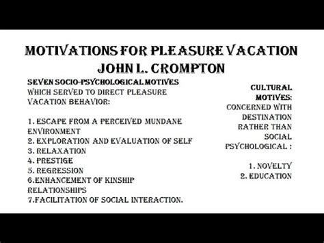 Read Motivations For Pleasure Vacation 