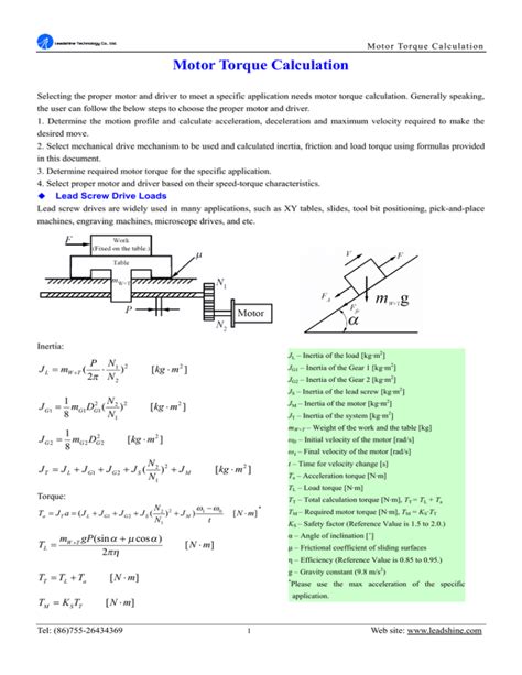 Motor Torque Calculation