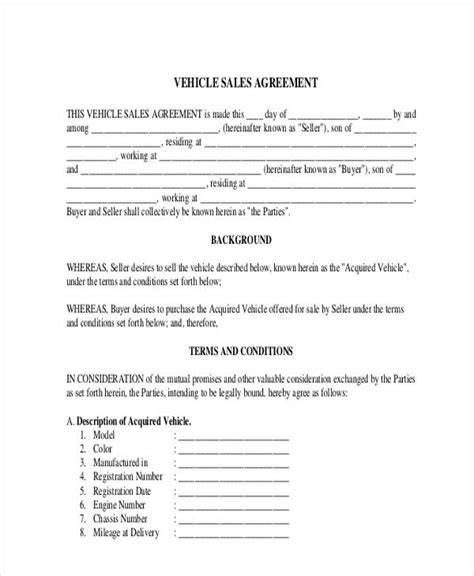 motorcycle sales agreement template