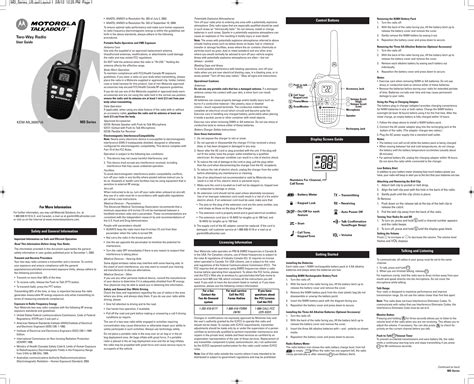 Motorola Talkabout Basic Manual