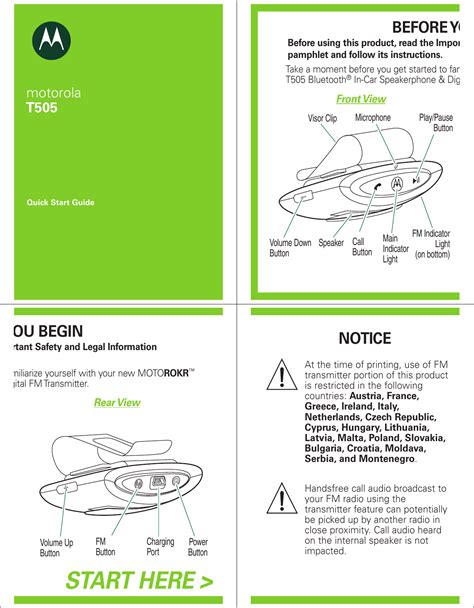 Read Online Motorola T505 User Guide 