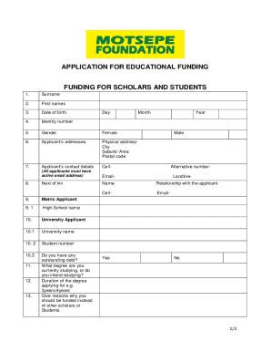 Motsepe Funding Application Forms