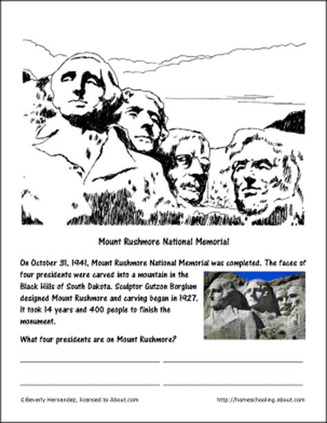 Mount Rushmore Pictures And Worksheets Student Handouts Mount Rushmore Worksheet - Mount Rushmore Worksheet