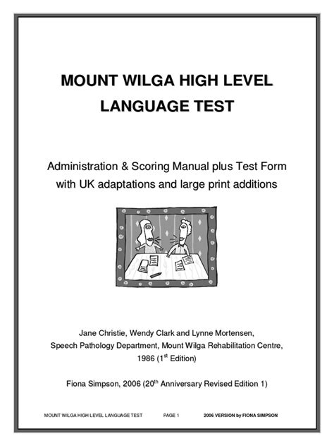Mount Wilga High Level Language Assessment