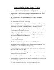 mountain building study guide answers