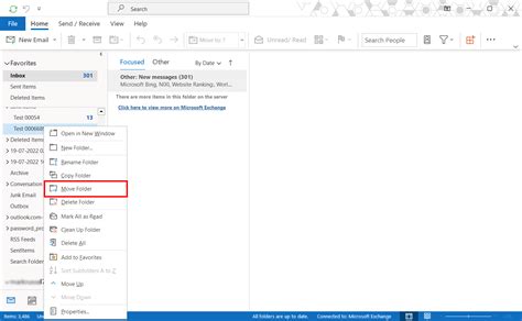 move folders on outlook