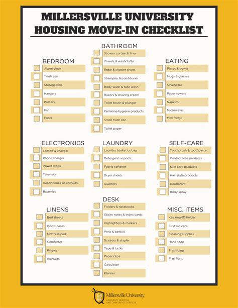 move in checklist university of south florida