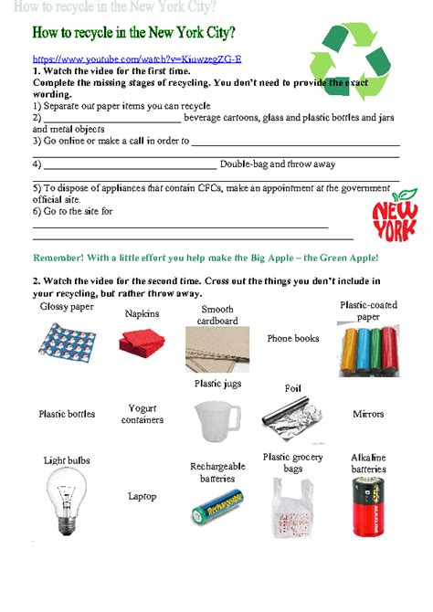 Movie Worksheet How To Recycle In New York Recycle City Worksheet - Recycle City Worksheet