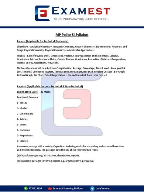 Mp Si Syllabus Pdf