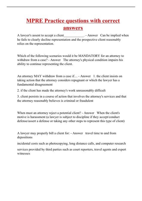Mpre Practice Questions