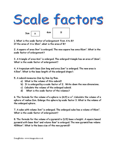 Mr Barton Maths Scale Factor Worksheet With Answers - Scale Factor Worksheet With Answers