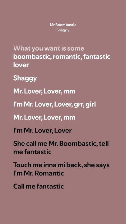 Mr Boombastic Lyrics