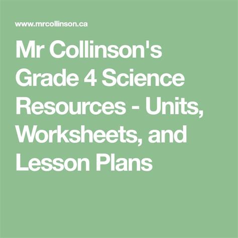 Mr Collinsonu0027s Grade 4 Science Resources Units Worksheets Grade 4 Science Textbook - Grade 4 Science Textbook