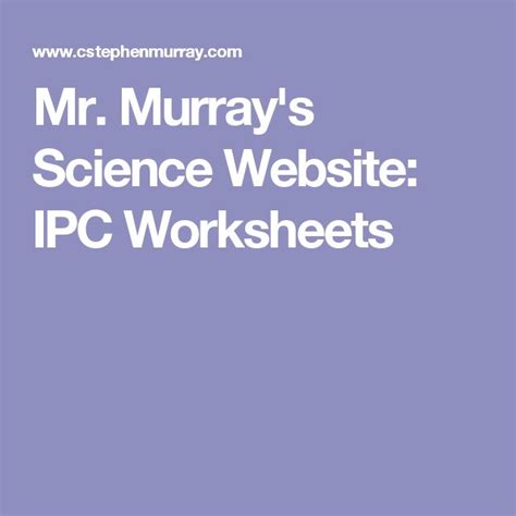 Mr Murray X27 S Science Website Ipc Worksheets Cpo Science Answer Keys - Cpo Science Answer Keys