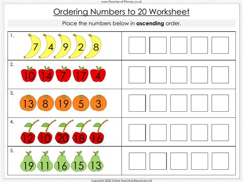 Mr Nussbaum Ordering Numbers 1 20 Ordering Numbers 1 20 - Ordering Numbers 1 20