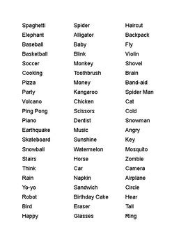 Mr White Words List