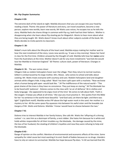 Full Download Mr Pip Chapter Summaries 